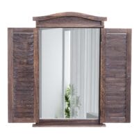Shabby Badspiegel Spiegelfenster mit Fensterläden 71x46x5cm