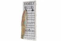 Shabby Wandgarderobe Family Rules mit 3 Haken 76x31cm