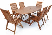 Sitzgarnitur Gartentisch mit 6x Gartenstuhl Eukalyptusholz