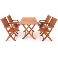 Sitzgruppe Gartentisch + 4 Stühle Sydney Akazienholz ~ FSC®