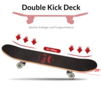 Skateboard PU Dämpfer + PU Rollen Double Kick Deck