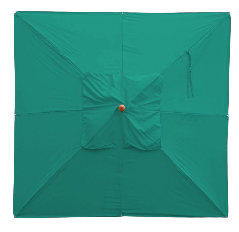 Sonnenschirm JAM-C57 Holz eckig 3x3m Seilzug blau-grün