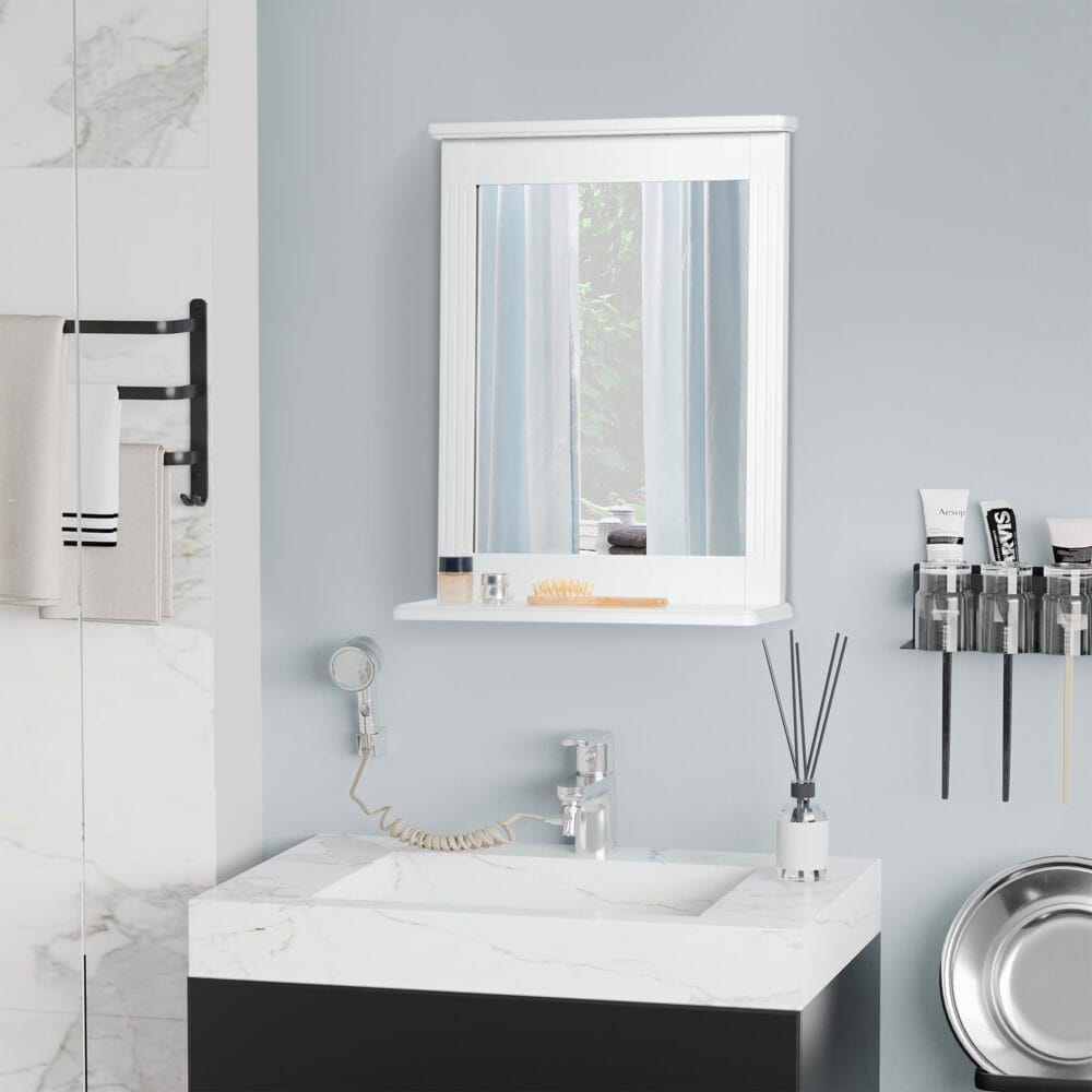 Spiegel mit Ablage Badezimmerspiegel Wandspiegel 55x12x64cm