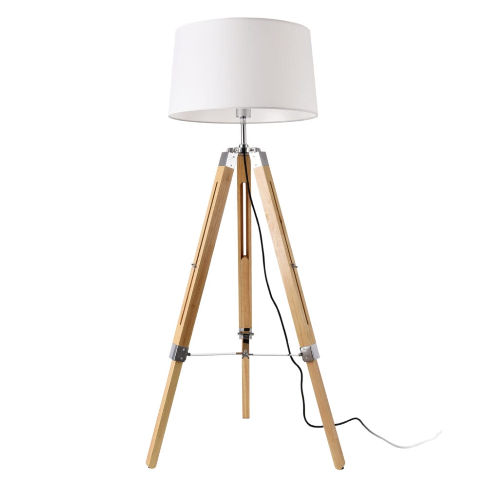 Stehlampe Karlsbad 145cm Weiss/Holz