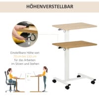 Stehpult mobiler Schreibtisch mit Rollen 70-110cm