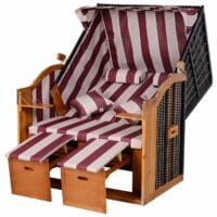 Strandkorb Poly-Rattan Volllieger Ostsee Nordsee Rot