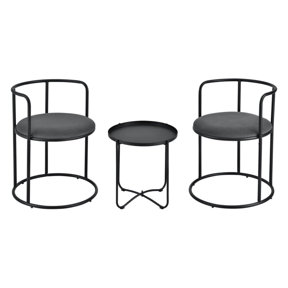 Tischgruppe 3 Teilig Älvkarleby Tisch mit 2 Stühlen Schwarz
