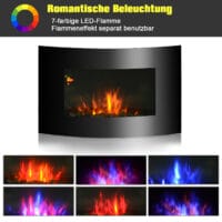 Wandkamin Wandheizung Heizung LED Flammeneffekt in 7 Farben