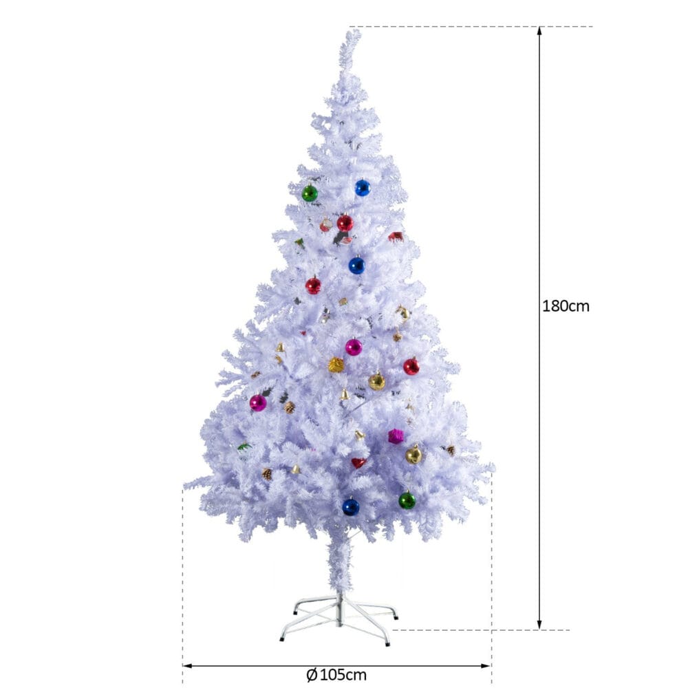 Weihnachtsbaum 180cm mit Deko weiss  künstlicher Christbaum