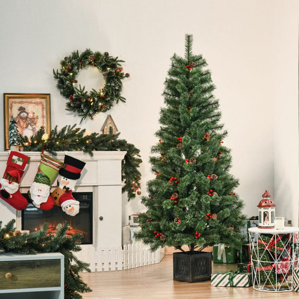 Weihnachtsbaum im Topf mit Deko 180cm künstlicher Christbaum