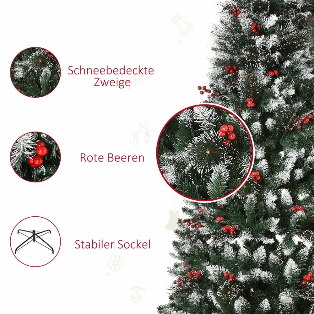 Weihnachtsbaum mit Deko und Schnee 180cm