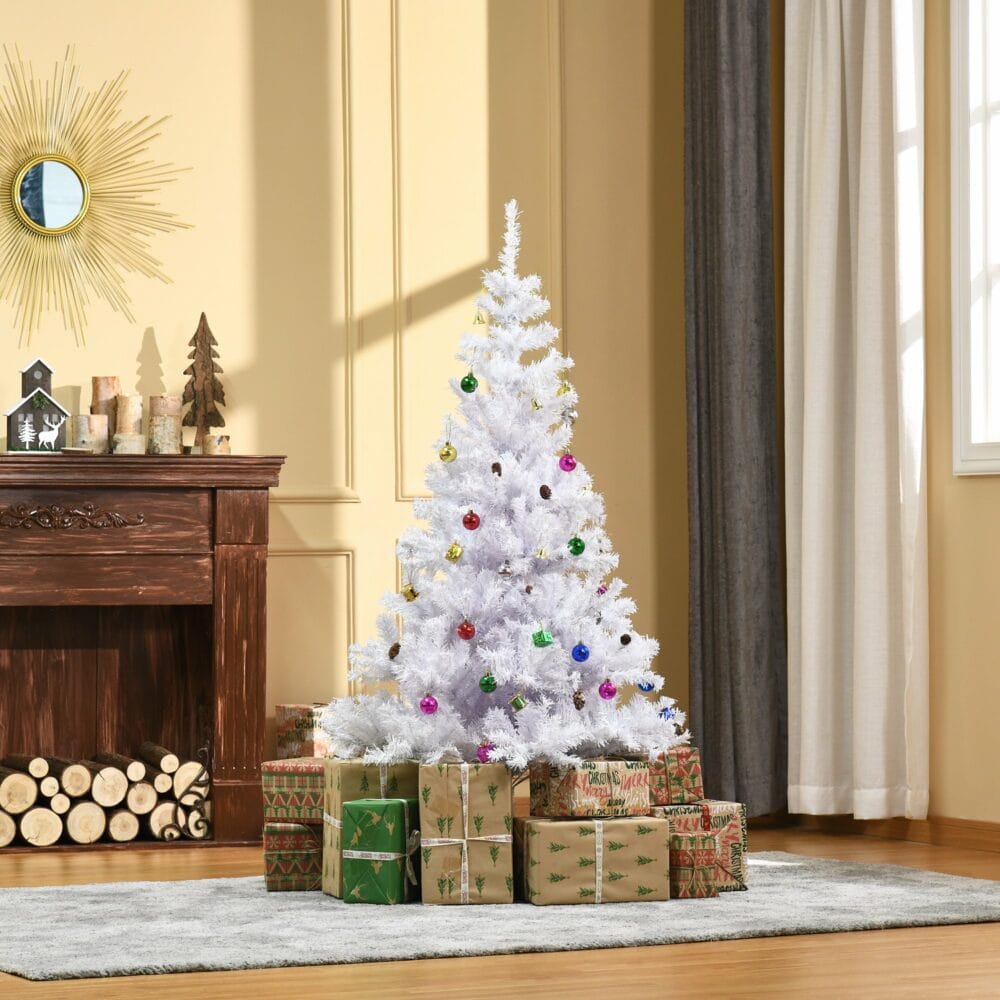 Weihnachtsbaum weiss geschmückt mit Deko 150cm