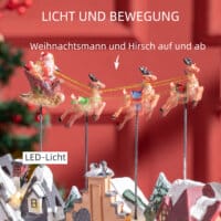 Weihnachtsdorf mit beweglichen Figuren und 22 bunten LEDs