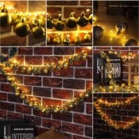 Weihnachtskugeln mit LED Lichterkette Gold Christbaumkugeln