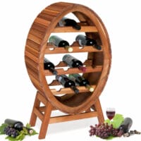 Weinregal Akazienholz für 12 Flaschen im Weinfass Design