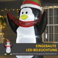 XXL 243cm Aufblasbarer LED-Pinguin Merry Christmas