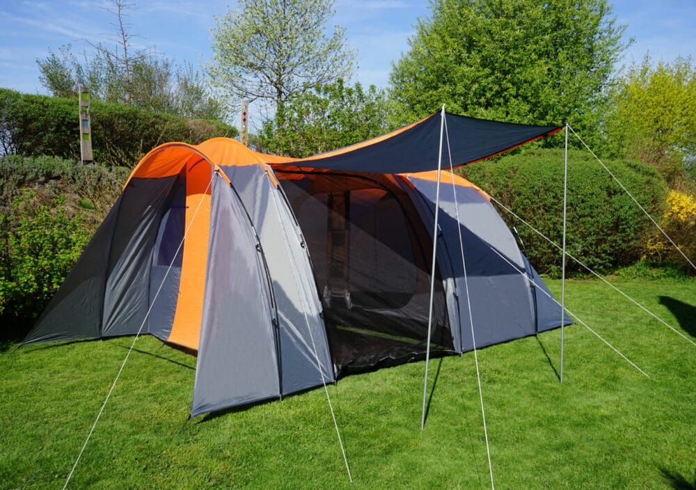 Campingzelt 6 Personen Kuppelzelt orange/grau