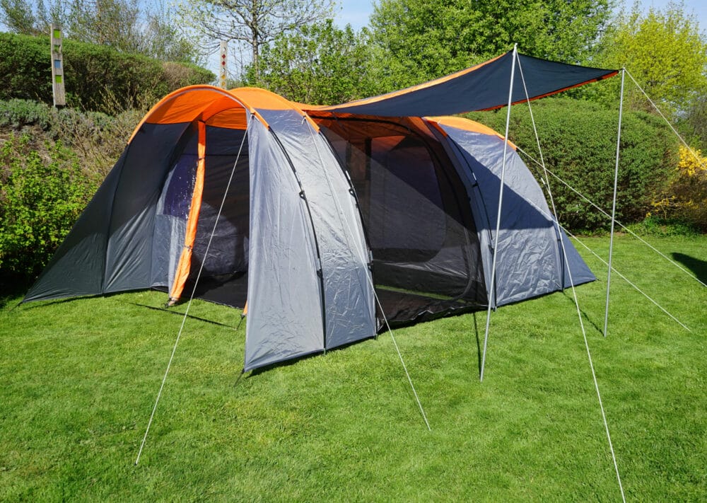 Campingzelt 6 Personen Kuppelzelt orange/grau