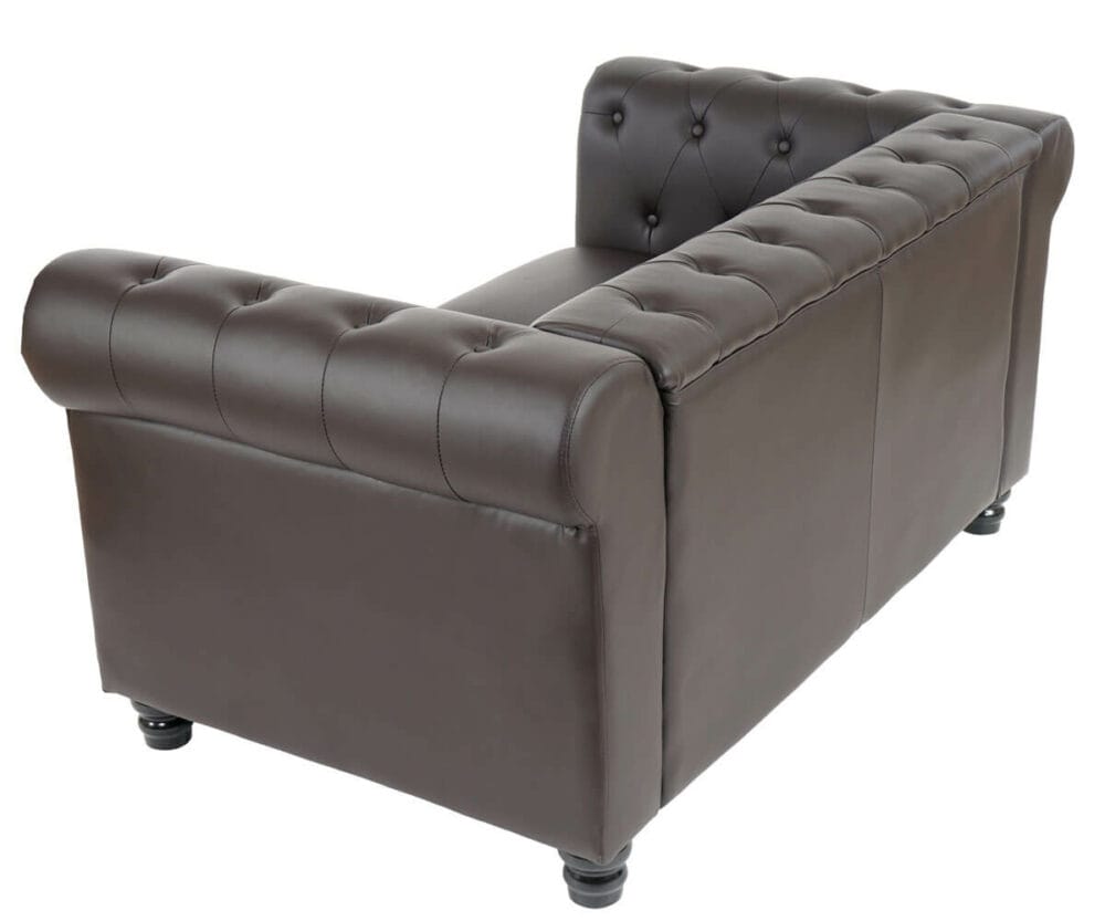 Chesterfield Lounge 2er Sofa Couch Braun - runde Füsse