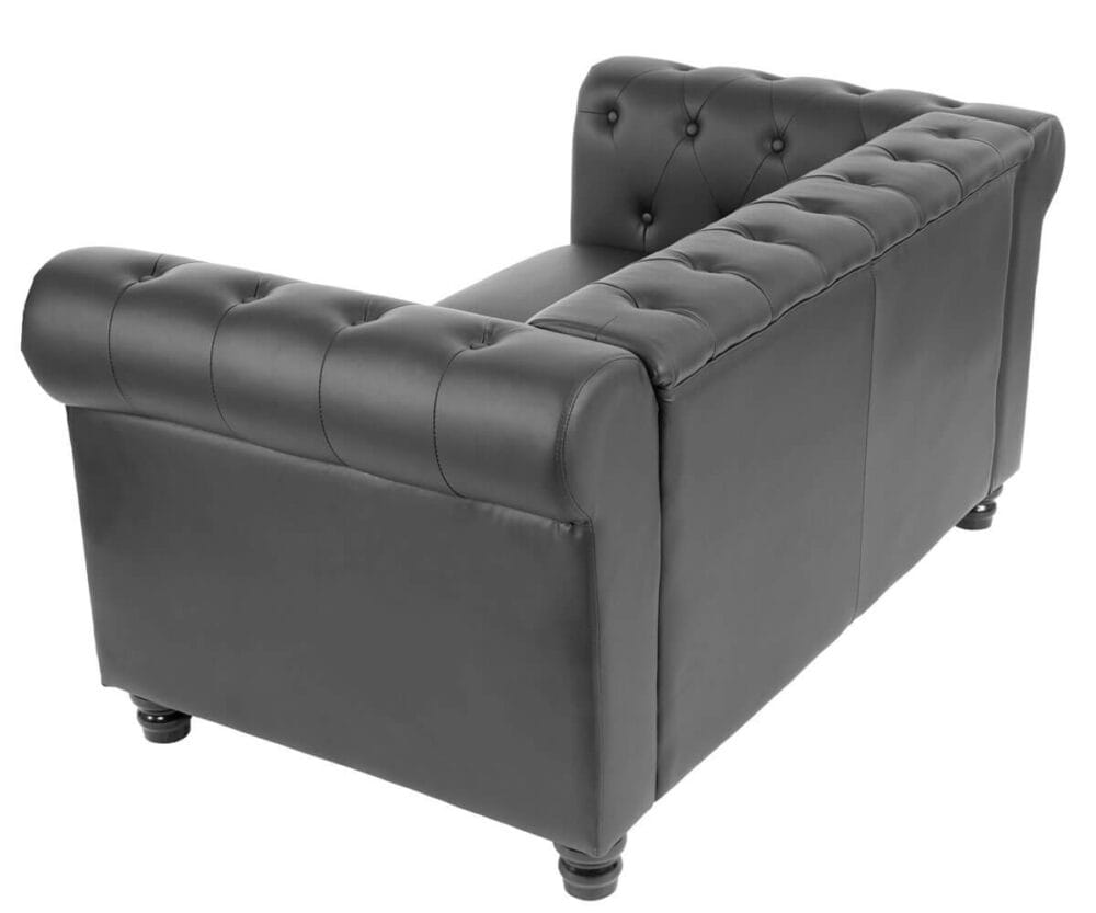 Chesterfield Lounge 2er Sofa Couch Schwarz - runde Füsse