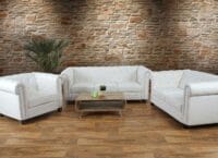 Chesterfield Lounge 2er Sofa Couch Weiss - runde Füsse