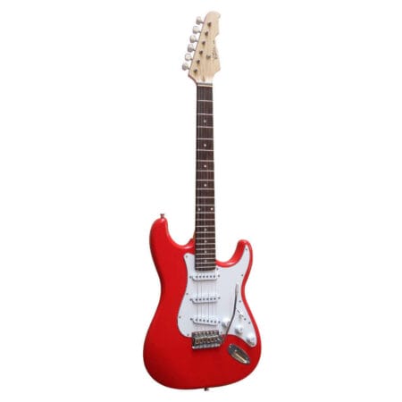 E-Gitarre Massivholz Rot mit Kabel in der Farbe Rot