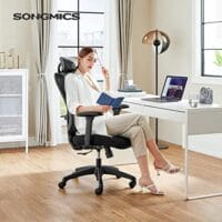 Songmics Bürostuhl verstellbare Lendenstütze und Kopfstütze