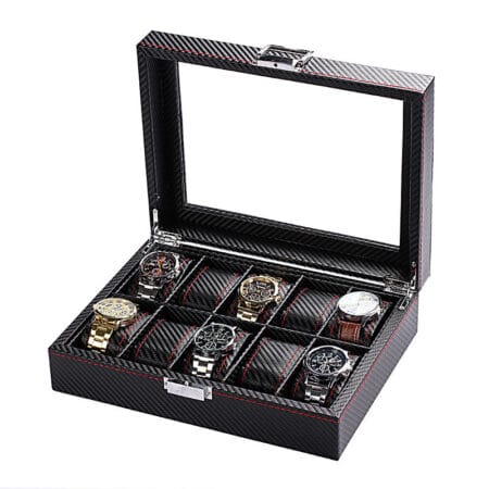 Uhrenbox für 10 Uhren Carbon 27.5 x 21.5 x 8.5cm